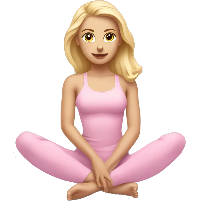 blonde girl doing pilates wearing pastel pink emoji