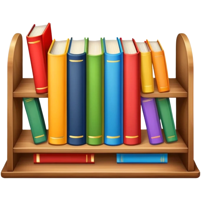 three colorful books on a shelf emoji