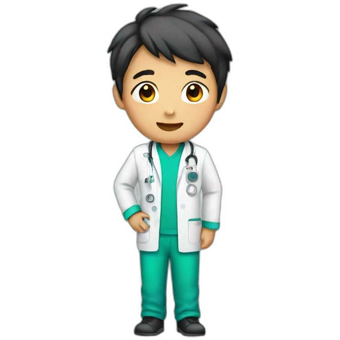 asian boy with lab suit emoji