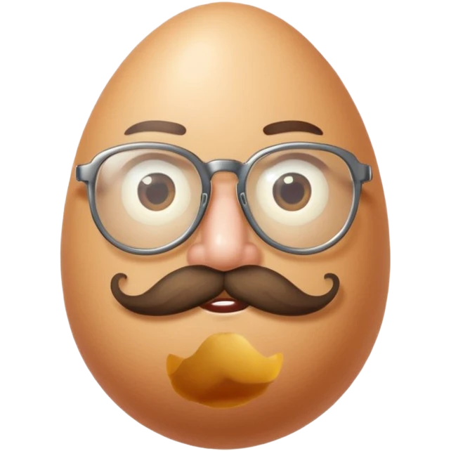 uovo con baffi e occhialino epoca emoji