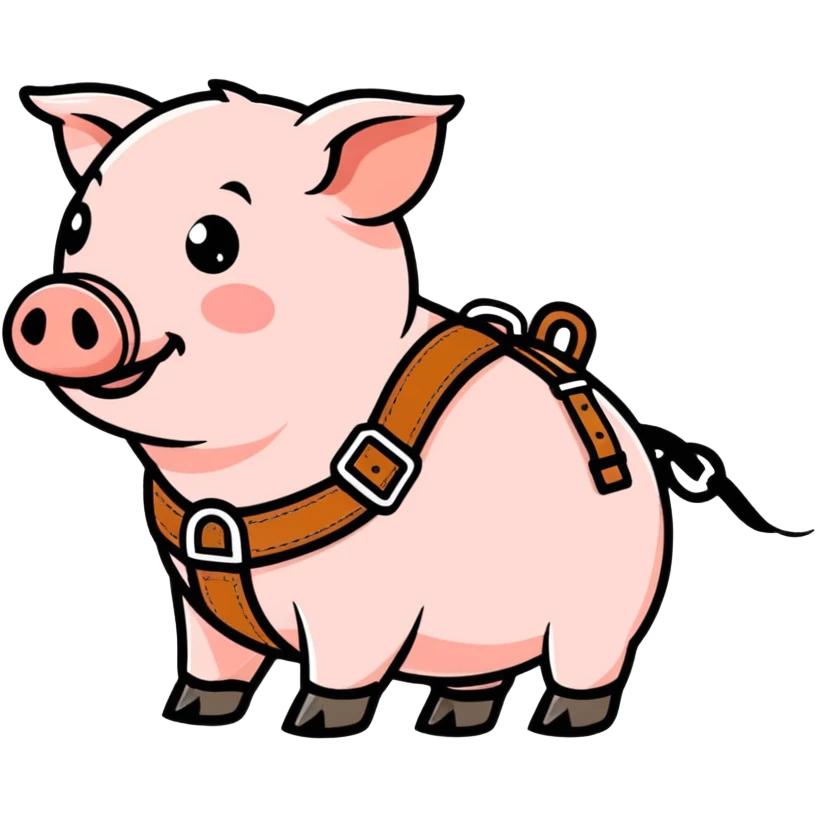 Bdsm pig wearing a leather harness emoji