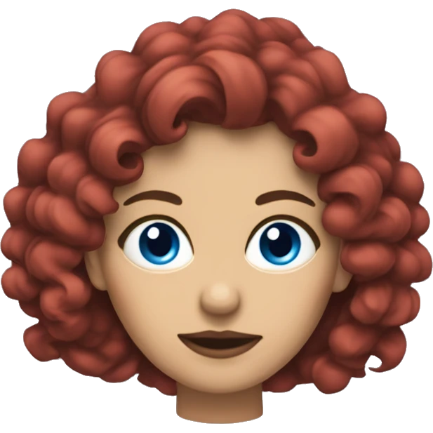 mujer con pelo rizado pelirrojo y ojos azules emoji
