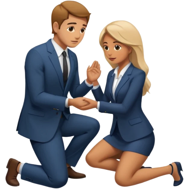 Man on knees facing woman emoji