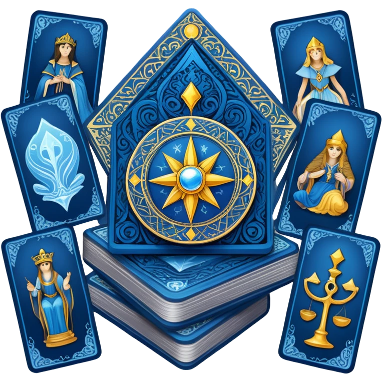 stack of blue tarot cards magic emoji