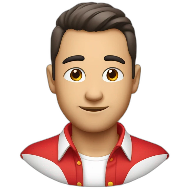 Chico piel blanca camisa roja y anteojos emoji