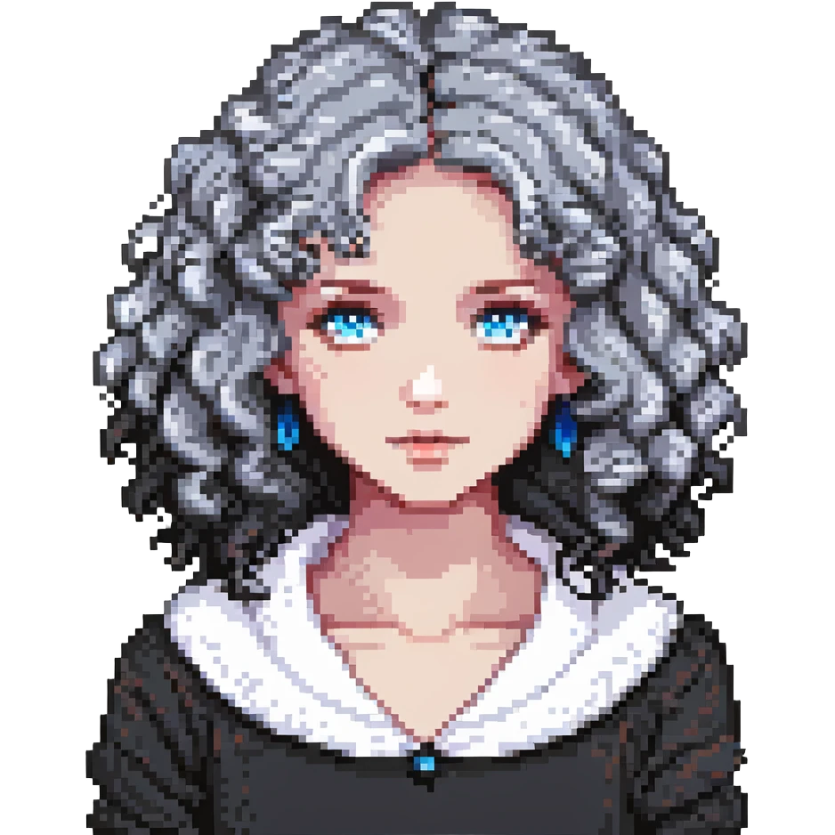 girl with grey curly hair and blue eyes emoji