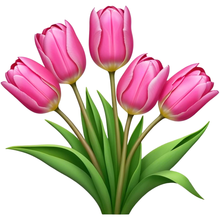 bouquet pink Tulip, luxuriant, stem, leaf, bud emoji