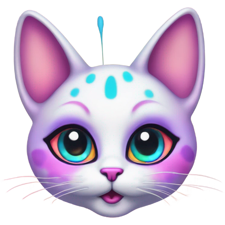 Lisa frank alien cat with antennas ￼ emoji