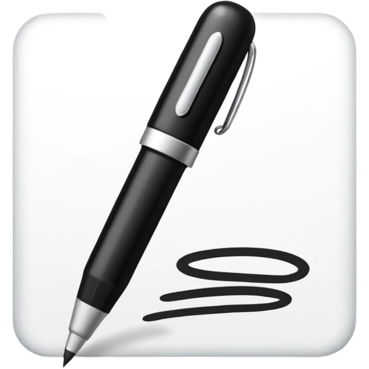 Emoji iOS d’une signature manuscrite : un petit gribouillage fluide au trait fin, style signature rapide au stylo. emoji