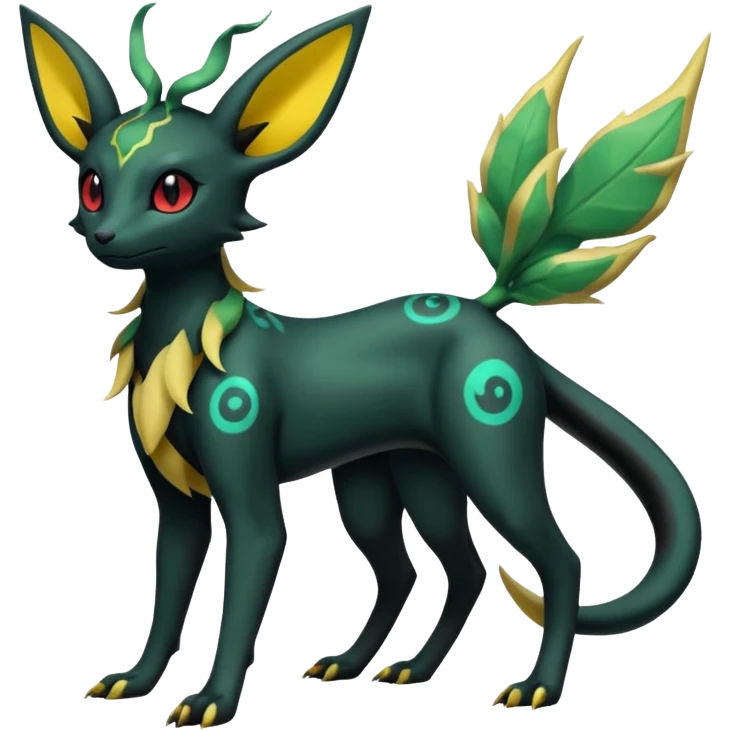 Salandit-Umbreon-Leafeon-Fakémon-hybrid-creature (full body)  emoji