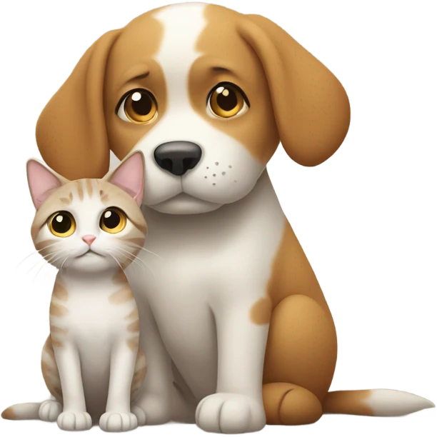 A dog hugs a cat emoji