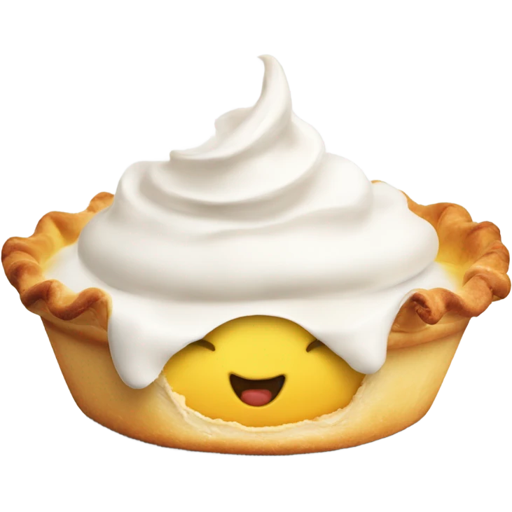 Meringue pie with smiling face and drool emoji