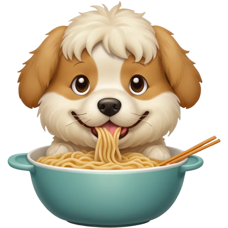 Dog easting noodles emoji