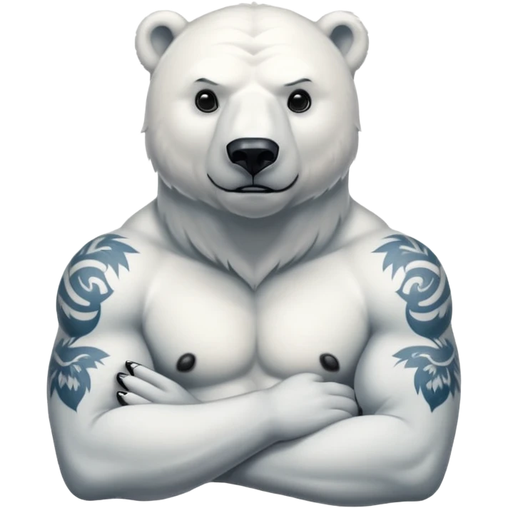 A strong polar bear with tattos on his body emoji