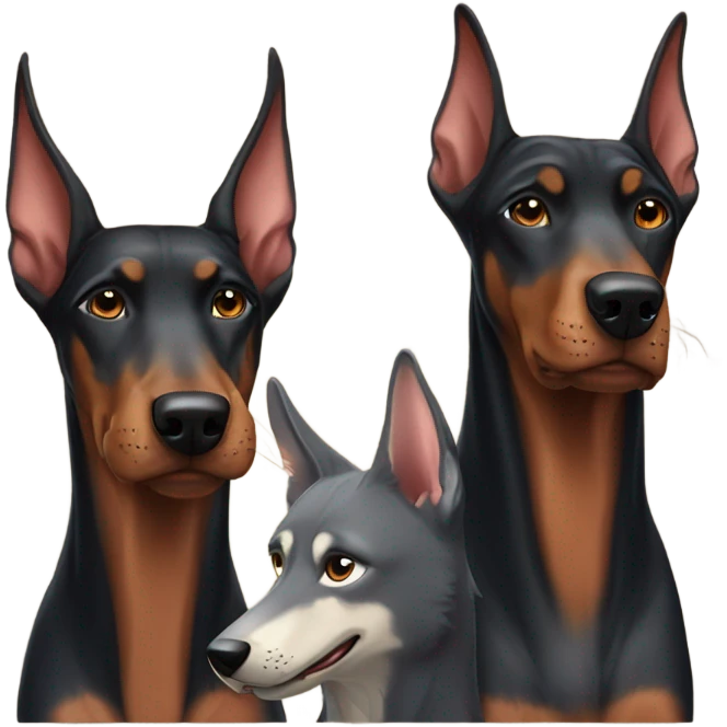 Doberman with wolf couple emoji