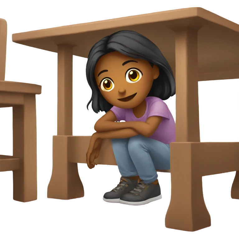 Girl under the table emoji