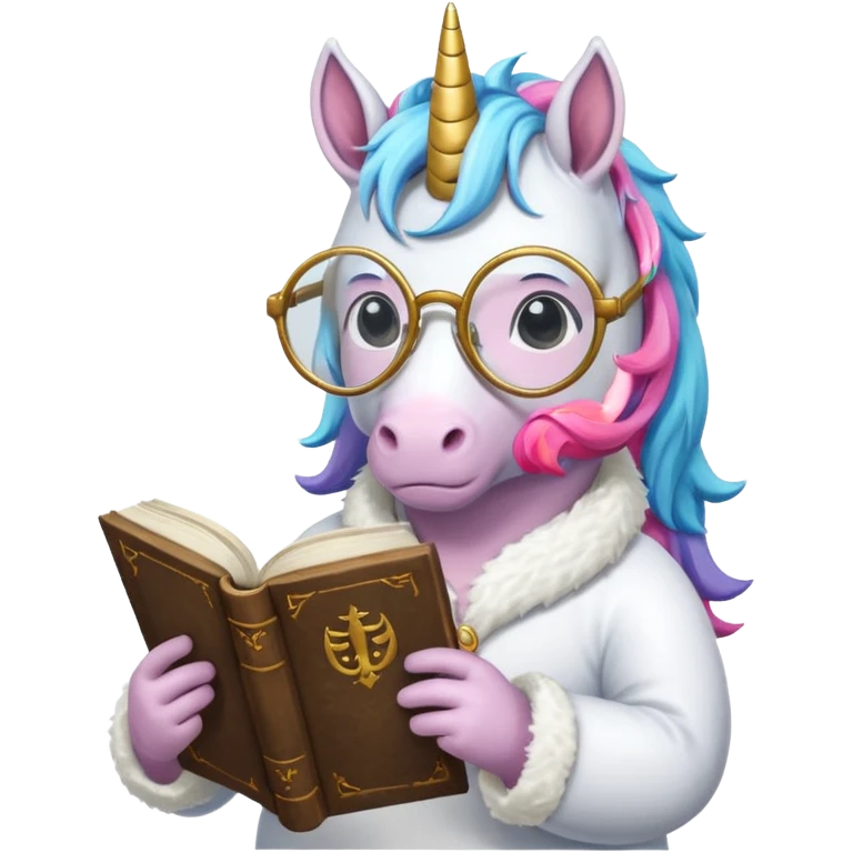 Unicorns read book
A scholar unicorn wearing round glasses, reading a thick ancient tome.












 emoji
