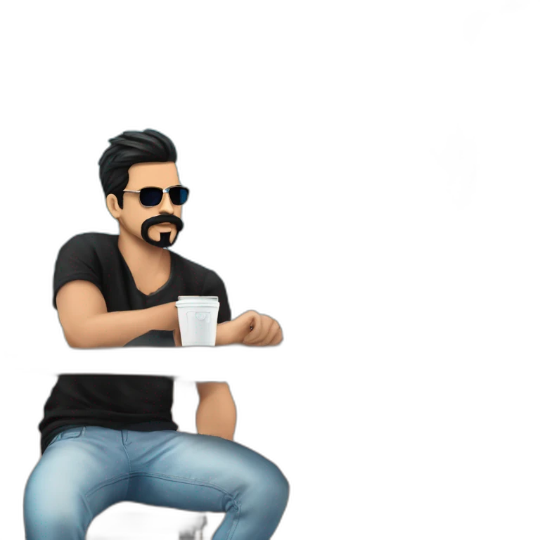 man sitting at outdoor table emoji