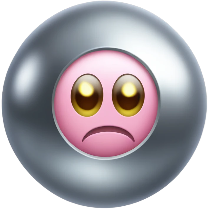 Metal ball with Kirby eyes emoji
