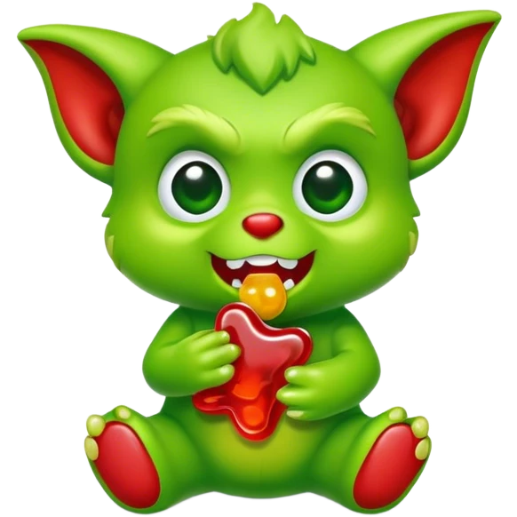 Gremlin eating gummy bear emoji