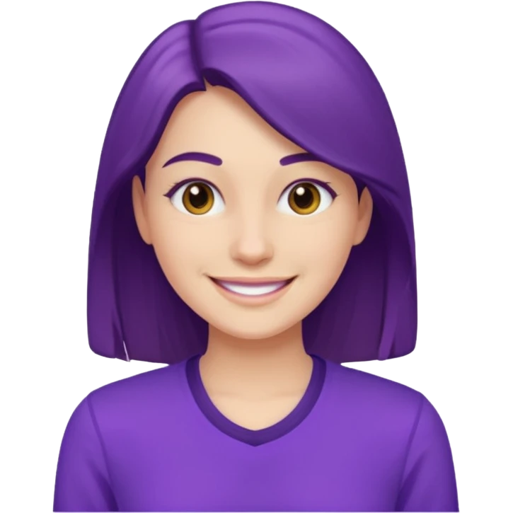 A young woman in 30s with purple clothes emoji
