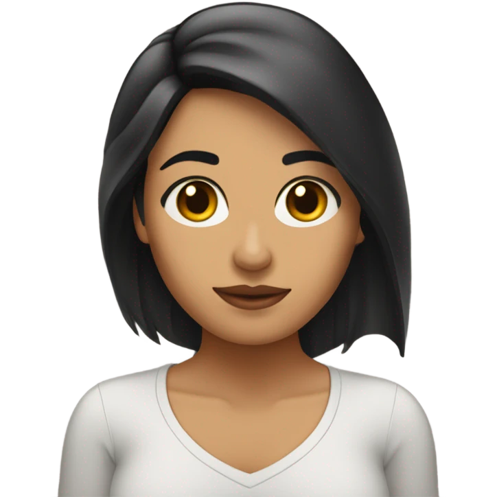 Mujer morena, cabello lacio corto hasta los hombros  emoji