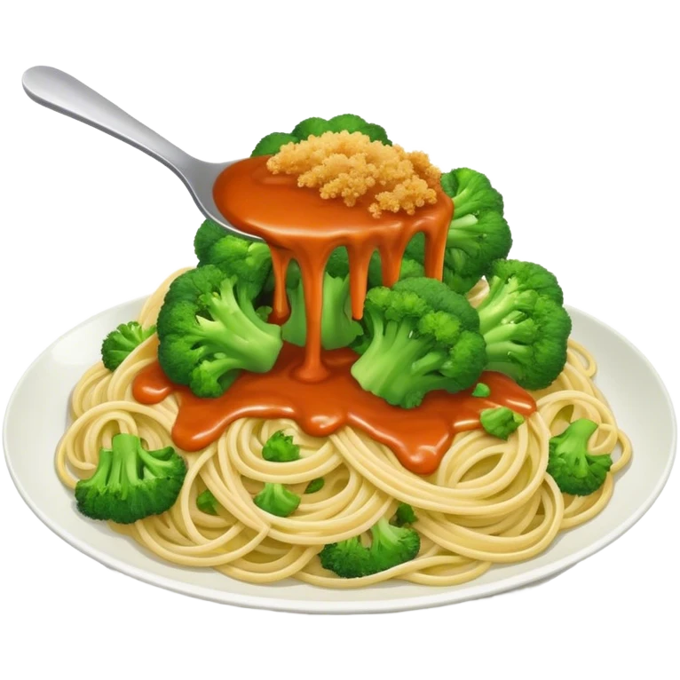 Broccoli and bread crumbs over spaghetti  emoji
