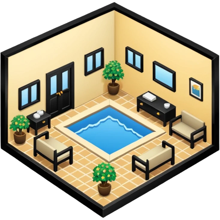 little city and many, small, ordinary, simple, home, Iranian-style, 1980, isometric emoji