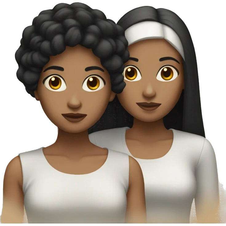 Two white sisters black hair emoji