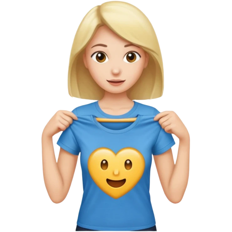 Emoji perempuan sedang membuka tshirt emoji