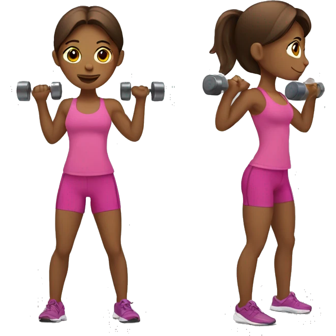 girl working out brown hair lifting weights emoji