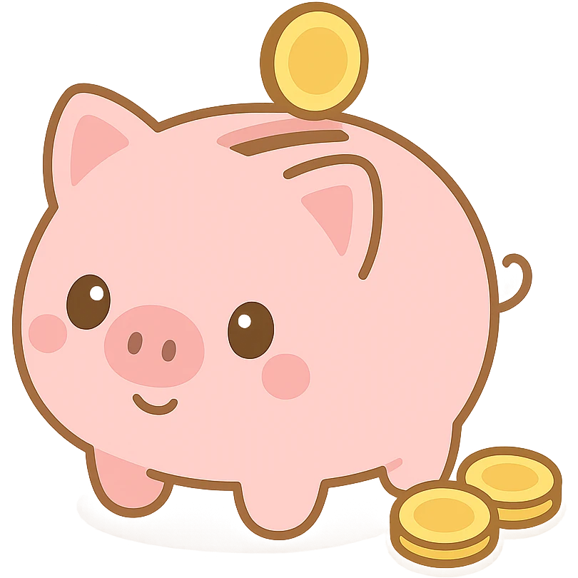 cute and simple piggy bank with coins emoji