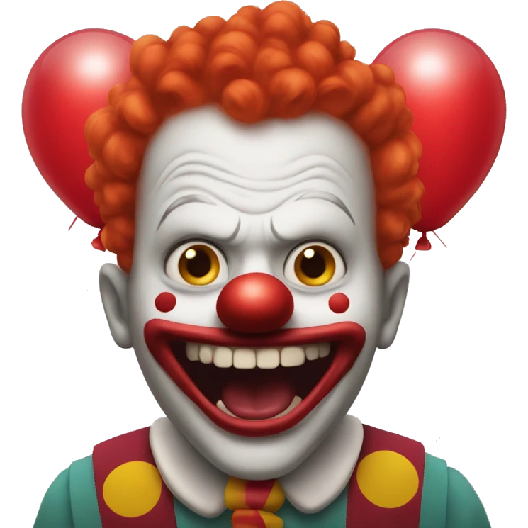 Clown with red hair with sharp teeth with red balloons  emoji
