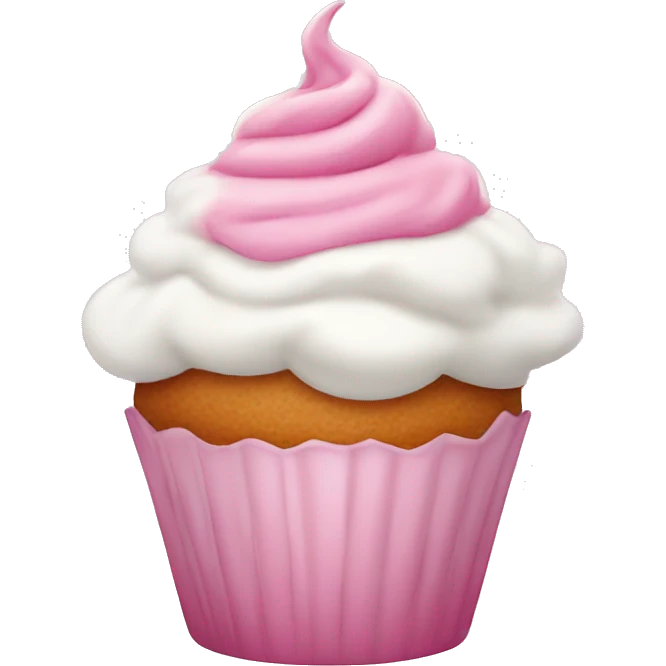 Pink cupcake with whipped cream emoji