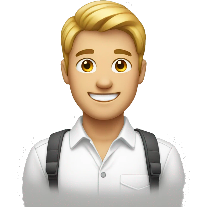 smiling male in white shirt emoji