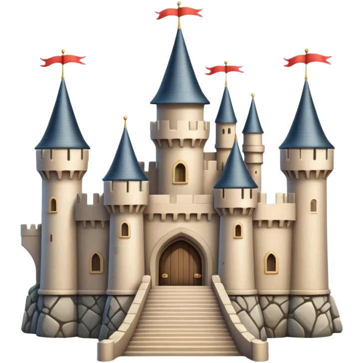 Beige fairytale castle with turrets and a drawbridge emoji