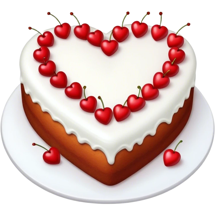 Heart shaped cake with small cherries for decoration  emoji