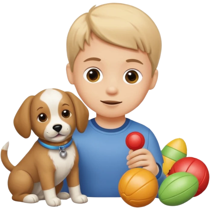 child with dog toys emoji
