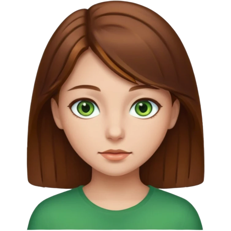 chica con cabello castaño y ojos verdes emoji