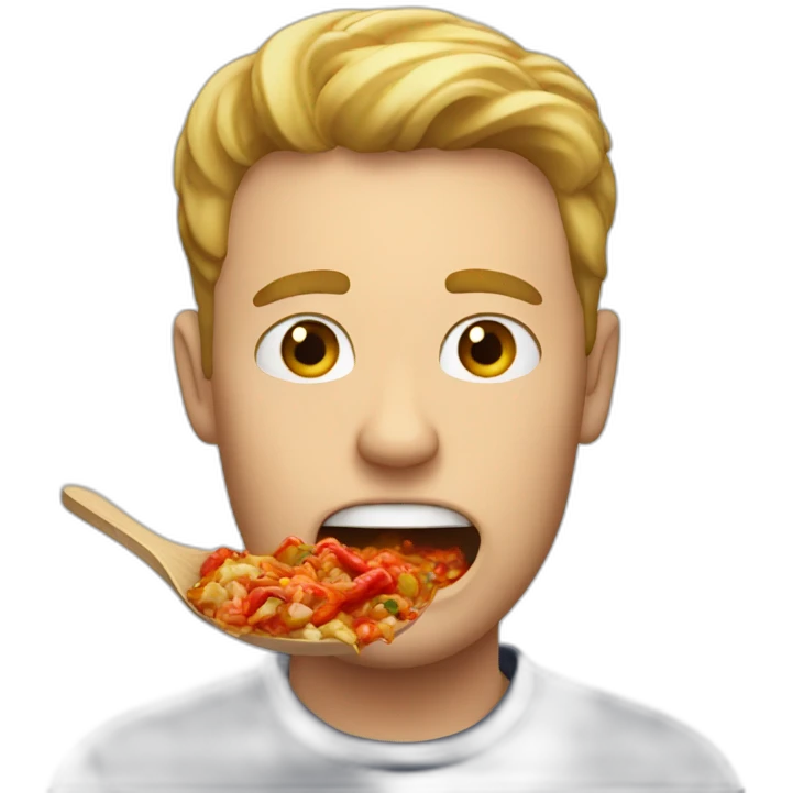 White guy eating spicy food emoji