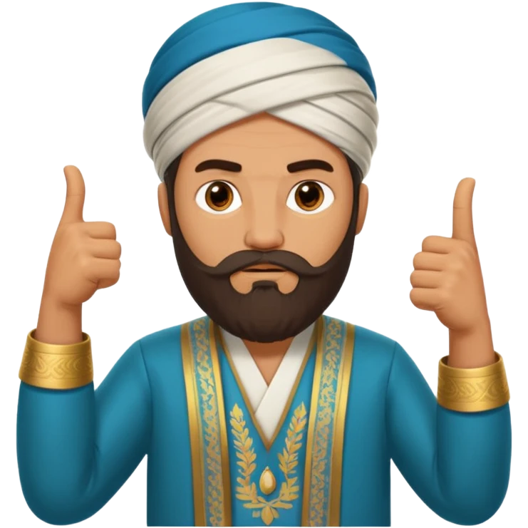uzbek bearded man with national outfit thumbs down emoji