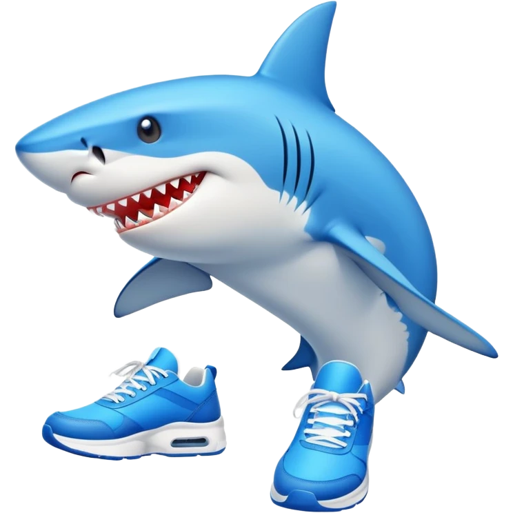 shark with bright blue sneakers emoji
