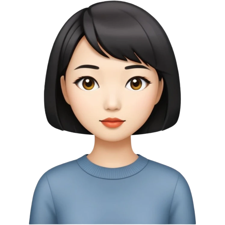 Asian woman model with stylish short bob haircut emoji