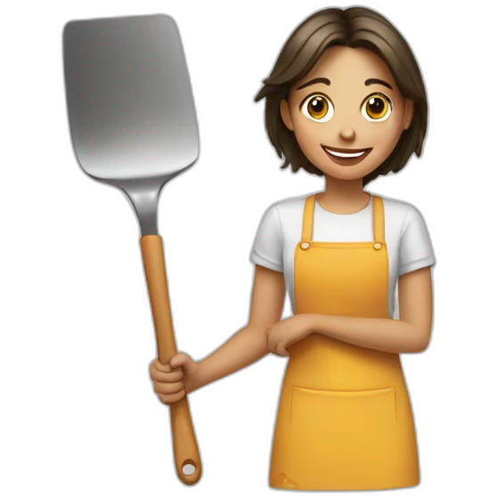 smiling girl with spatula in hand emoji