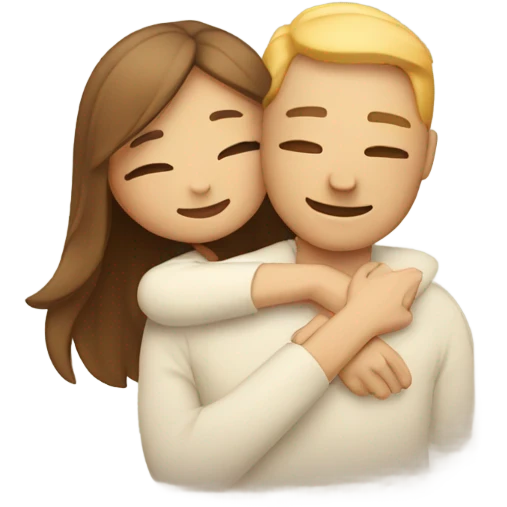 Comforting hug between male and female emoji