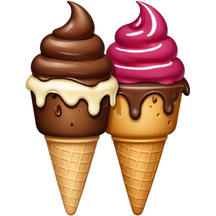Create an image with 2 scoops of icecream slighted inverted ly placed aginst each other emoji