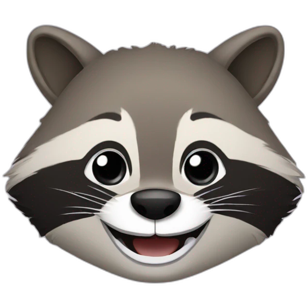 raccoon with a large smile showing teeth emoji