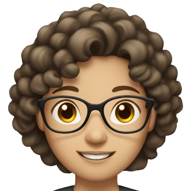 asian woman with glasses fair skin brown hair curly hair saying hi emoji