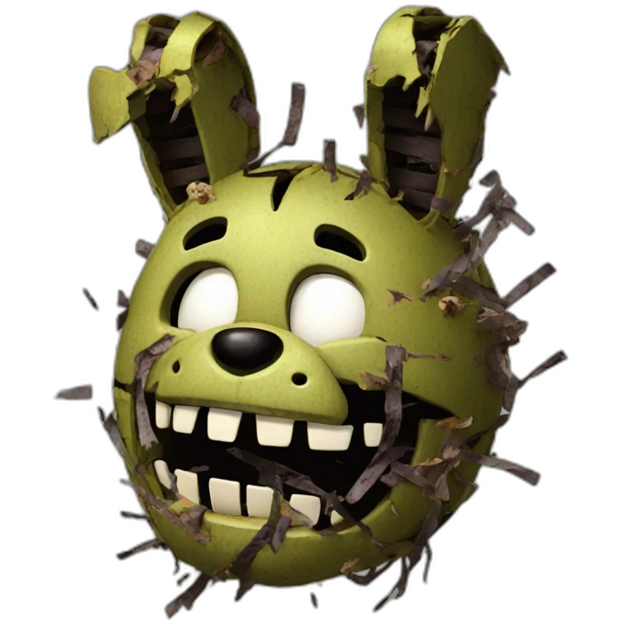 Springtrap, broken down, shattered, photorealistic, monstrous, old vhs tape emoji