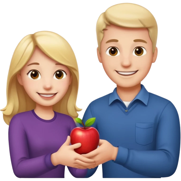 a smiling man and a smiling girl shaking hands, apple emoji style emoji